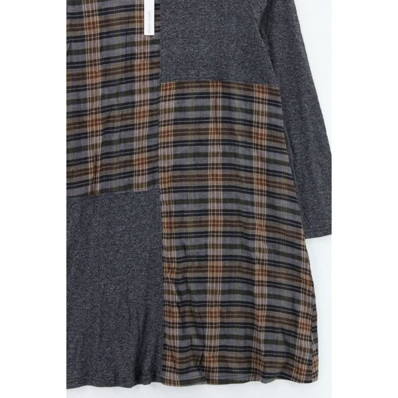 Mo:vint Anthropologie Dress Tunic Womens Gray Plaid Pullover Long Sleeve Small S - Picture 4 of 9
